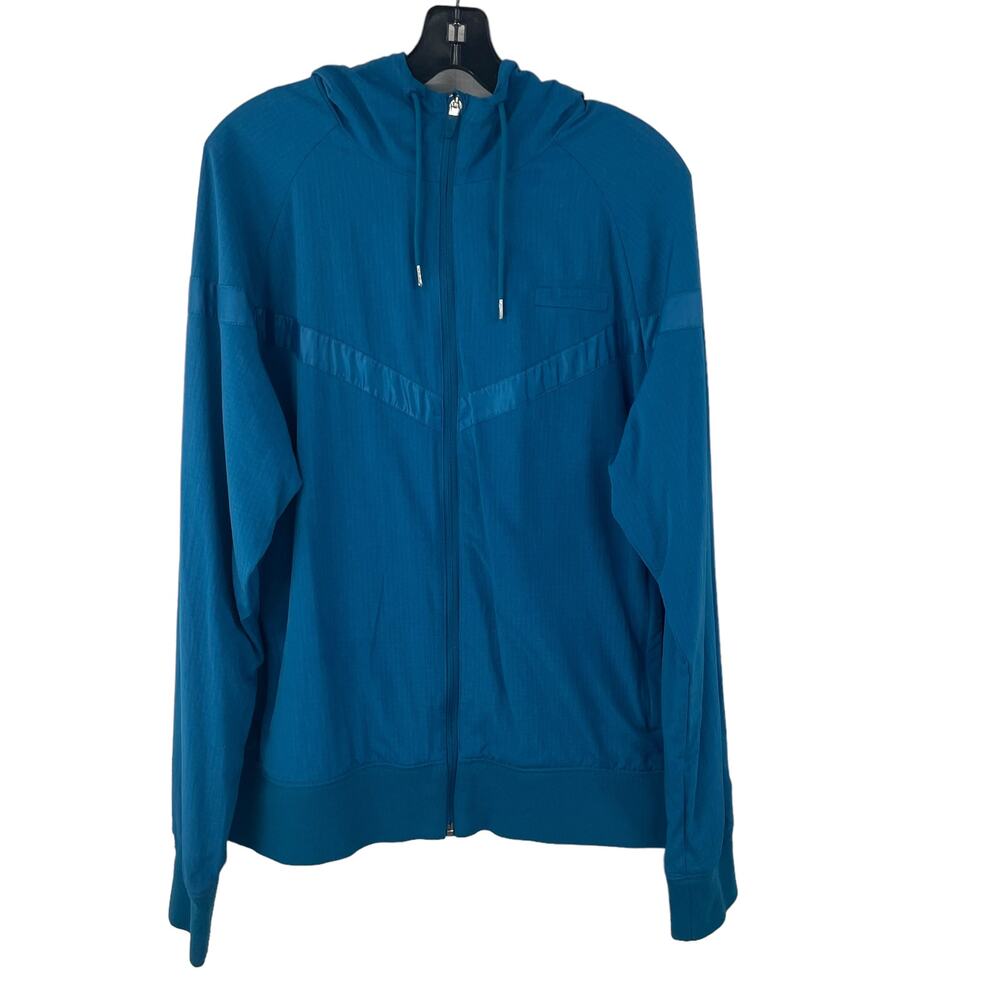Nike Full Zip Crown Logo Hooded Drawstring Active Jacket Blue Mens Large